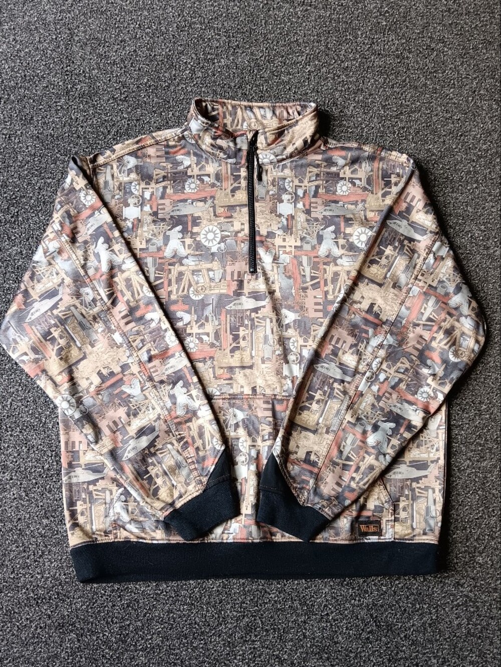 Walls Oilfield Camo Abstract, All-Over Industrial Print Pullover Sweatshirt XL